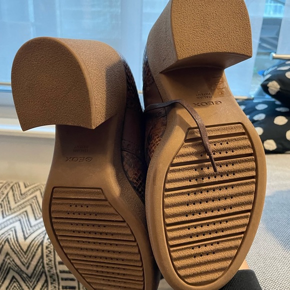 Geox Leather Adrya Snakeskin Brown Ankle Boots - Picture 6 of 8